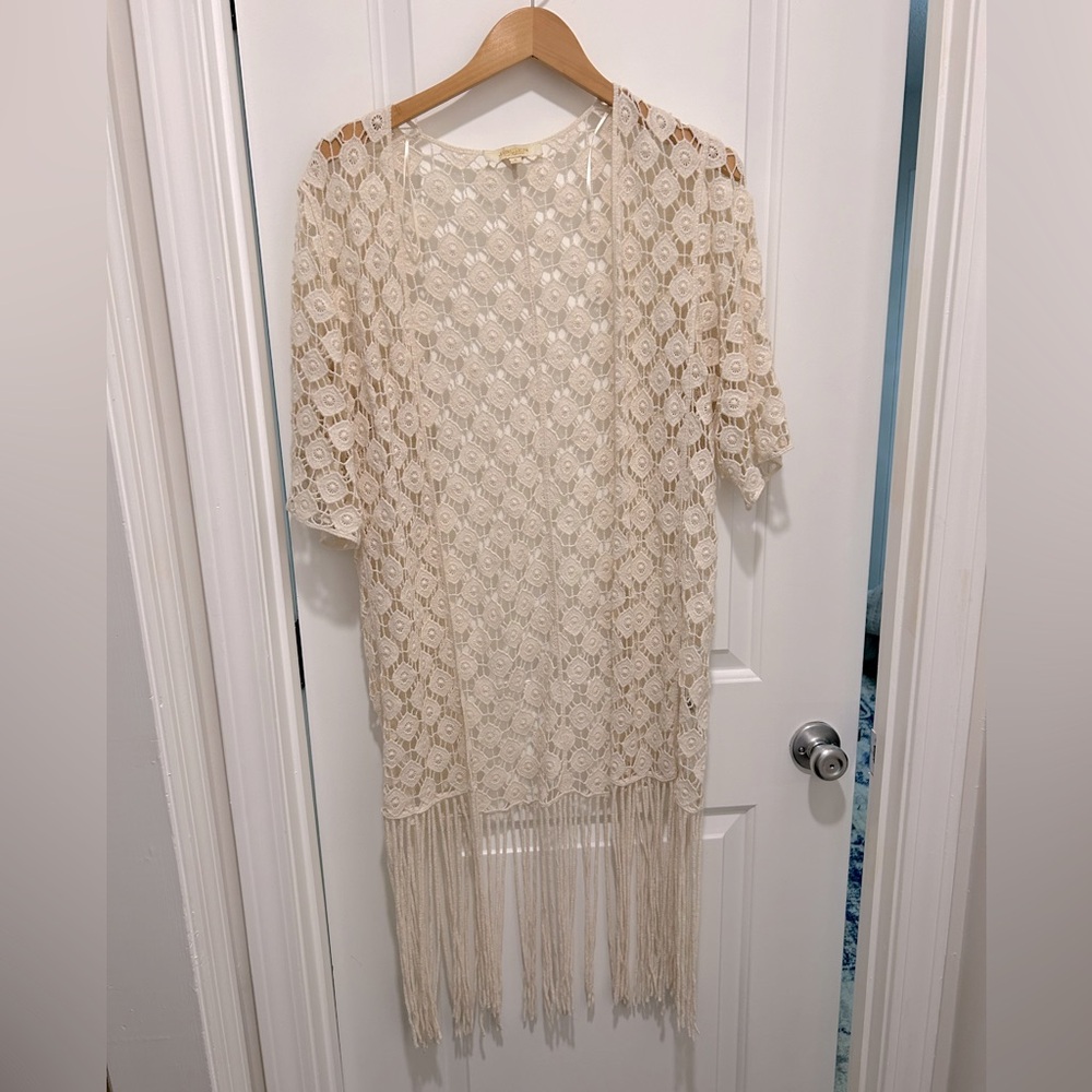 Rebellion Again Long Fringe Crochet Cardigan